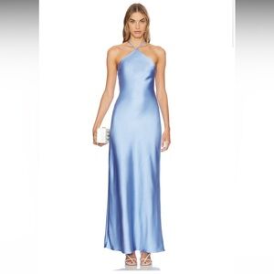 Blue Gramercy Halter Neck Dress